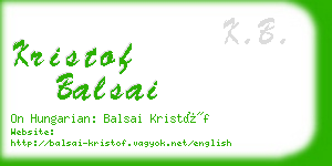 kristof balsai business card